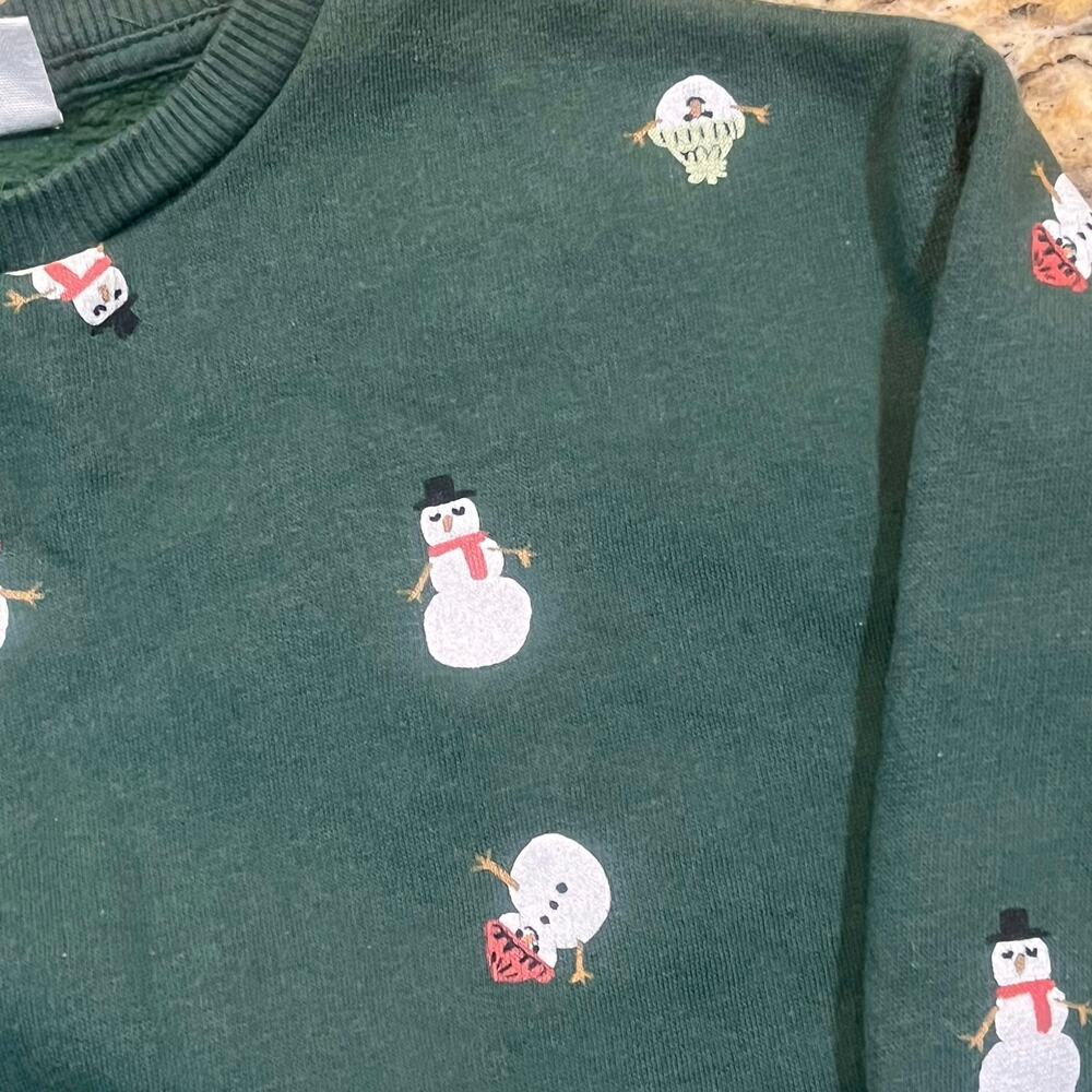 ZARA Baby 18-24 Christmas Sweatshirt Months Green Snowman Holiday Pullover